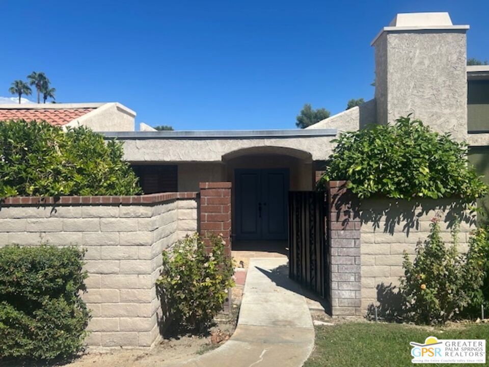 Rare opportunity to own this highly desirable condo in Cathedral Canyon Country Club. This two bedroom, den and two bathroom single detached home in the West Gate Community of Palm Springs is available for you to add your distinctive taste and style. Enter through the gated courtyard to the landscaped garden leading to the double door entry. Large living room with vaulted ceilings opens to a patio overlooking the golf course and mountain views. Den could easily be converted to 3rd bedroom. Tile floors throughout. The kitchen with breakfast area opens to the patio making outdoor dining simple and easy. There is a dining room as well. Separate laundry room and 2 car attached garage. Also a bonus feature is the side yard which is gated and convenient for pets. The living room boasts a stack stone gas fireplace and clerestory windows. The main bedroom has a large walk in closet. Just across the street is the pool, spa and clubhouse available for rental for your special events. Close to shopping, dining and casino. Cathedral Canyon Country Club offers an 18 hole golf course, restaurant and tennis courts. Broker and broker's agents do not represent or guarantee accuracy of the square footage, bedroom/bathroom count, lot size / dimensions, permitted or not permitted spaces, lease land length or amount or other information concerning the conditions or features of the property. Buyer is advised to independently verify the accuracy of all information through personal inspection and with appropriate professionals. Contact me to schedule a viewing today!
