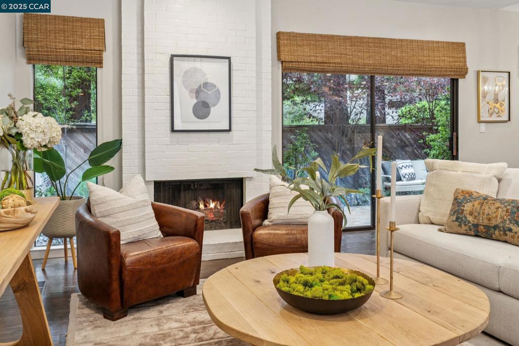 Welcome to Summit Ridge, one of the area’s most sought-after townhouse communities within the top-rated Acalanes School District. This updated 3 bed, 3 bath, 1886 sq ft home is a showcase of tasteful updates and elegance. It blends style and comfort with hardwood floors, stone accents, and soaring vaulted ceilings. The chef’s kitchen is a highlight, with top-end appliances, custom cabinetry, and a handmade designer faucet. Upstairs, the expansive primary retreat is a true sanctuary, featuring vaulted ceilings, a cozy fireplace, a walk-in closet with custom organizers and a luxurious marble bath. It is located just 5 minutes from Acalanes High School and downtown Lafayette, and a mere 10 minutes to Walnut Creek’s vibrant dining and shopping district. This community offers captivating views of Mt. Diablo and 1923 sits at the end of a private court, ensuring tranquility and exclusivity.
