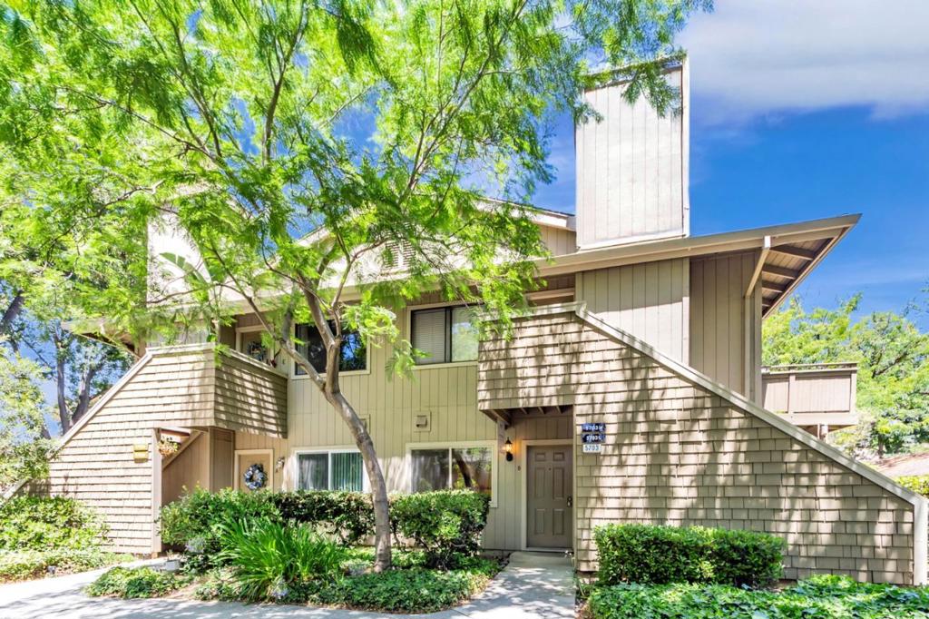 Stunning condo located in one of the most desirable complexes in Blossom Valley. Quiet neighborhood with views of the meticulously manicured grounds and massive trees. This first floor condo offers a bright and open floor plan with a spacious living room and formal dining room. The kitchen is gorgeous with updated appliances, quartz counters, breakfast bar, and modern cabinets. The primary bedroom suite is lovely with a stylish vanity, tile shower, and contemporary finishes. The hall bath is equally impressive with a tile shower over tub, new fixtures, and updated vanity. Additional amenities include assigned carport, a laundry room in unit with cabinets, peaceful patio off the family room with gorgeous views, hardwood floors, new central heat and A/C, community clubhouse, pool, and spa. Walking distance to all new Village Oaks shopping and dining area.