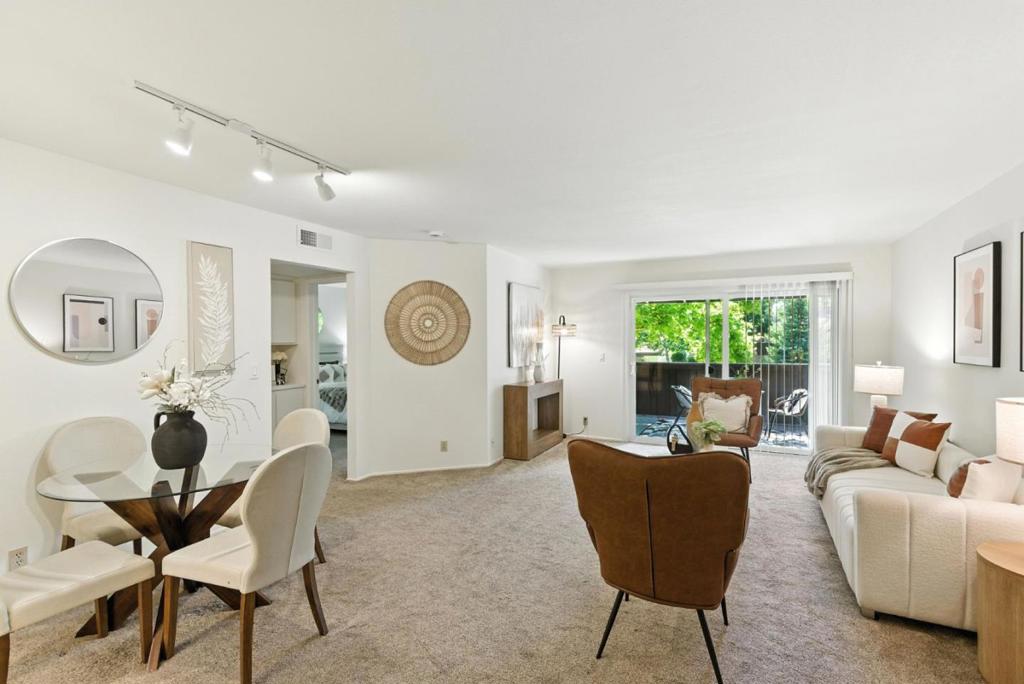 Desirable End-Unit, Second-Floor, 2 Bedroom Condo with Private Deck Overlooking Park-Like Grounds. Discover this second-floor condominium situated within the Courtyard Community in Sunnyvale. Enjoy the tranquility of a spacious private deck overlooking a park-like expanse, ideal for savoring morning coffee and unwinding in the evenings. In addition to the spacious deck, the newly painted living areas feature dual-pane windows and an expansive sliding glass door, which contribute to the property's brightness and airy ambiance. Another deck is situated off the second bedroom/office, offering views of mature redwood trees. Additional amenities include an in-unit laundry facility, two storage spaces, a reserved carport, and ample guest parking. The community boasts a swimming pool, tennis court, and expansive greenbelts, providing residents with ample recreational opportunities. The HOA has approximately $3 million in reserves. Conveniently situated near major technology campuses and downtown Sunnyvale, the property offers easy access to shopping, dining, the Farmers Market, and Caltrain. This move-in ready condominium provides a turnkey living experience, making it an ideal place to call home.