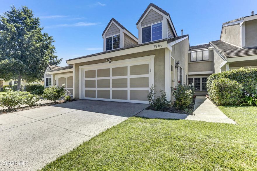 Premier brook location in picturesque Stoneybrook!Enjoy tranquil views of meandering streams, lush greenbelts, and access to two association pools and spas. French doors from both the living room and kitchen open to a private patio overlooking the serene brook--perfect for relaxing or entertaining.The remodeled kitchen features wood-like floors and a spacious dining area, creating an inviting gathering spot for family and friends. A vaulted-ceiling living room with a cozy fireplace enhances the sense of openness and comfort.The primary suite offers soaring ceilings, breathtaking brook views, and a remodeled bathroom with travertine finishes, dual sinks, soaking tub, shower, and walk-in closet. Upstairs, a generous secondary bedroom functions beautifully as a second primary suite. Downstairs, an office/den with an adjacent bath and shower offers flexible living space and could be converted back to a bedroom if desired.Set on a quiet cul-de-sac in the heart of Westlake Village, this home is just moments from shops, restaurants, theaters, golf, and the lake.Please note that some rooms have been virtually staged alongside photos of the same room without staging. The furniture and decor shown are for illustrative purposes only.