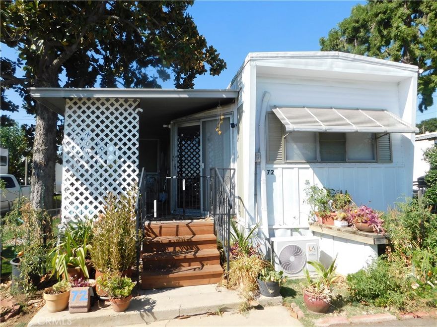 ~Newly updated single wide situated in Yucaipa’s desirable 55+ community Skyline Village!~Low space rent! Only $347!~Recent upgrades include brand new water heater in August 2025, new vinyl flooring throughout in 2024, new ductless heating and air unit (mini split) in 2024, and metal roof re-coated in 2022!~Bright and welcoming living room, open to kitchen and spacious dining area~Kitchen with included fridge and new microwave, with plenty of storage space plus updated cabinet hardware!~Full bath with tub/shower and updated vanity!~Queen size primary bedroom with new blinds and lots of built-ins!~Bonus room for storage, hobby room, gym, etc, connects to converted 2nd bedroom (currently being used as a workshop)!~2nd bedroom with electricity recently ran to it, and updated panel box to accommodate, is also queen size, with dual pane window and huge amount of closet space!~Laundry area conveniently located directly across the street from home!~Low maintenance yard, recently fenced, with artificial turf added in 2024!~Shed in backyard~Gated front porch with privacy and re-built front steps in 2024!***Call for a tour today, you will definitely be impressed!***