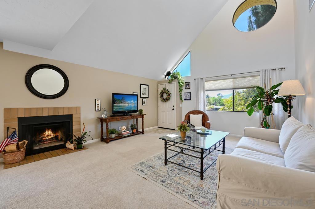 LOWEST PRICED CONDO in RB (w/o age restrictions)! Resort style living in desirable Bernardo Pines. Soaring, vaulted ceilings (18 feet) in the gorgeous family room (w/ fireplace) that flows to a large dining area which is adjacent to the private, spacious patio. The beautiful kitchen features solid countertops, a peninsula bar and stainless steel appliances. The elegant master will easily accommodate a king size and has an extra large walk-in closet, finished with a CA Closet custom system. Surrounded by majestic pines, elevated for privacy, overlooking greenbelts, 2 parking spaces, 2 pools/spas, club house, BBQ areas, fitness center, tennis courts, freeway close and in the Award winning Poway School District. Hurry, won't last! Additional features include plenty of space to walk your dog, washer/dryer in the hallway and newer appliances: Maytag microwave installed December 2021; new garbage disposal installed January 2020; LG refrigerator installed January 2019; new hot water heater installed September 2016. HOA fees covers water, trash, all outside maintenance, pool, fitness center, play area, tennis courts, clubhouse and the air-conditioning unit (located on roof). Enjoy a central location with easy access to I-15, 0.7 miles to CVS, 0.8 miles to Starbucks, 1.5 miles to Vons, 3 miles to Bernardo Winery, 4 miles to Kit Carson Park, 4.3 miles to Costco, 5 miles to Maderas Golf Club, 8 miles to Lake Hodges, 9 miles to the San Diego Zoo Safari Park, 13 miles to Rancho Santa Fe and 18 miles to Del Mar. Equipment: Dryer, Washer Sewer: Sewer Connected