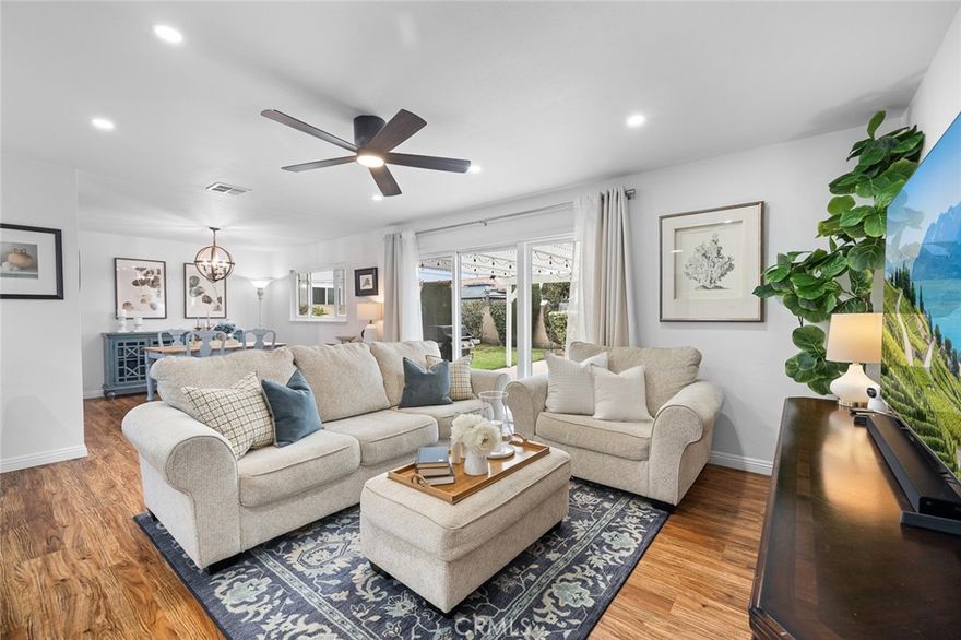 Welcome to this charming Brentwood home, nestled on a quiet street in one of Cypress’s most desirable neighborhoods! Step inside and feel the warmth right away, an open floor plan that flows beautifully from the kitchen to the living and dining areas, perfect for gatherings, celebrations, and everyday family life. Originally a 4-bedroom floor plan, one wall was opened to create a spacious family room; Great for movie nights or playtime, and can easily be converted back to a 4th bedroom if needed. Enjoy peace of mind with recent updates including a Full Electrical Upgrade, Fully Rewired, with New Electrical panel and grounding, fresh interior paint, Remodeled Bathroom, and smooth Scraped Ceilings. The large backyard with a covered patio is perfect for BBQs, outdoor dining, or simply relaxing, with plenty of room for an ADU or future additions. Have the convenience of an indoor laundry, spacious 2 car garage with an extra large, wide driveway that can also be used as RV parking. Located in the award-winning Cypress School District—Vessels Elementary, Lexington Jr. High, and Cypress High, with eligibility to test into Oxford Academy. Beautifully cared for and move-in ready, this home is filled with warmth, comfort, a place where wonderful memories are waiting to be made. You don't want to miss this one!