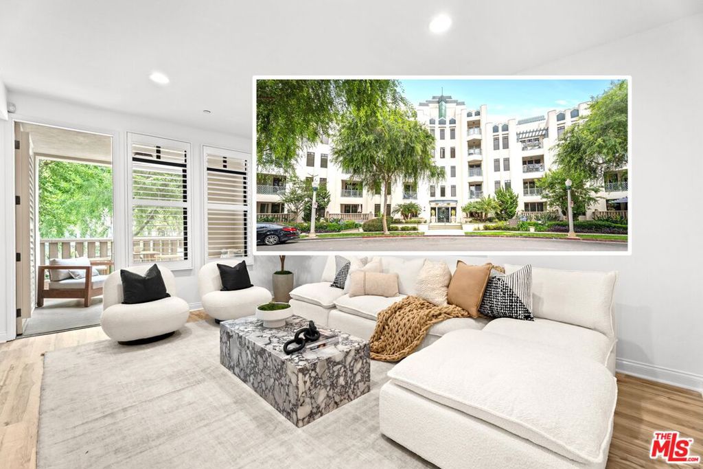 Don't miss this spectacular corner-unit home at the renowned Metro building in Playa Vista, featuring two bedrooms plus a versatile flex room that can serve as an office, den, or easily be converted into a third bedroom. Spanning 1,675 square feet across two levels, this light-filled residence showcases rich hardwood floors throughout (no carpet) and two expansive balconies, each overlooking the tranquil, tree-lined Crescent Park. Thoughtfully designed for both comfort and flexibility, the open layout adapts effortlessly to your lifestyle needs. The first level sets the stage for effortless entertaining, whether you're hosting a cocktail soiree or a relaxed BBQ on the oversized, covered patio. The recently renovated kitchen features sleek quartz countertops, glossy Thomasville Nouveau acrylic cabinetry, and matching stainless steel appliances, offering both beauty and functionality. Upstairs, you'll find both bedrooms, each with its own en-suite bathroom and serene treetop views. The primary suite is a true retreat, complete with a walk-in closet, double vanities, a soaking tub, and a separate glass-enclosed shower. A side-by-side laundry area outside the bedrooms adds extra convenience. Thoughtfully upgraded with striking Hunter Douglas plantation shutters throughout, this home also boasts a coveted ground-floor location ideal for dog owners and those who value easy in-and-out access without relying on an elevator. The unit includes two non-tandem parking spaces, each with EV charging access. As a Playa Vista resident, you'll enjoy top-tier HOA amenities including access to The Resort and CenterPointe Club with pools, state-of-the-art fitness centers, high-speed internet, cable TV, home security monitoring, and 24/7 neighborhood bike patrol. You are a ten-minute walk to the Farmer's Market and Runway's retail and dining scene: Whole Foods, Free Market, Superfine Playa, SenderOne, Sol Cocina, Hopdoddy, Tocaya, Loqui, Cinemark, Blue Bottle, and more. Plus, you're near major tech offices including Google, YouTube, Meta, Nike, The Honest Company, and Tencent.