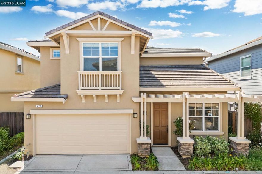 Within walking distance to Garin Elementary and Edna Hill Middle, this Garin Corners home combines everyday convenience with a welcoming sense of community. Offering 3 bedrooms, 2.5 baths, and 1,741 sq. ft., the layout balances open gathering spaces with private retreats. The main level is filled with natural light, with a spacious living and dining area that flows seamlessly into the kitchen, complete with a gas range and updated sink. The adjacent family room opens directly to the yard, perfect for barbecues, evening hangouts, or playtime. Upstairs, the primary suite features a walk-in closet and spa-inspired bath with dual sinks, soaking tub, and stall shower. Two additional bedrooms share a full bath with dual sinks, while the upstairs laundry room with cabinetry adds convenience. Outdoors, enjoy a private patio with space to garden, relax, or host friends. Close to shopping, dining, parks, Highway 4, and BART, with HOA-maintained front landscaping for effortless curb appeal.