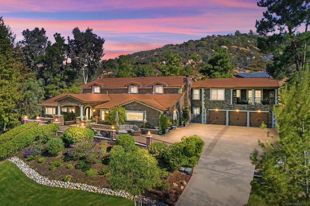 Gorgeous Tuscan-Mediterranean Gated Estate on 5 Ac! Views of majestic rolling hills......Private and Secluded residence in the upscale community of La Cresta Estates. Flowing and open floor plan accentuates the Tuscan stone craftsmanship as you enter the grand foyer that opens to living areas. This gorgeous property boasts 6523 sq ft on 2 floors/ 5 beds/4 full baths, 3 en-suite. Gourmet Chef's Kitchen w/ Walk-in pantry, features top of the line appliances. Custom granite counters, View garden window, Copper farm sink, Stone floors. Primary Suite is well appointed with a large jac/tub, spacious closets, French doors open to its private wrap around balcony for Sunset views!. 2nd en-Suite on main floor. Enormous upstairs retreat loft/ family room w/ Billiard table. This vast entertainment area is great for those special holiday gatherings! Water softener, Solar, 2 propanes, Well, Pool-Spa with waterfall, slide, gazebo in a private parklike setting! Lower 3 car gar has one 1/2 bath & office, with potential for an ADU conversion! RV garaged parking, Non garaged parking space for upto 10 cars + Attached 3 car-gar with extra storage room. Laundry room is huge with tons of cabinets plus an open butlers pantry. In addition an indoor/outdoor kitchen with built-in BBQ, gated courtyard. HOA $73 mo, paid $875YR. About a Quarter Acre flat area behind House offers options for further development: Tennis Court? Orchards? This well designed property is the epitome of Luxury living in an equestrian community! Gorgeous Tuscan-Mediterranean Gated Estate on 5 Ac! Plus quarter acre graded behind property for future fruit orchard, Tennis Court or ADU!! Views of majestic rolling hills......Private and Secluded residence in the upscale community of La Cresta Estates. Flowing and open floor plan accentuates the Tuscan stone craftsmanship as you enter the grand foyer that opens to living areas. This gorgeous property boasts 6523 sq ft on 2 floors/ 5 beds/4 full baths, 3 en-suite. Solar is paid has 66 panels and 3 inverters / Pool New Pump 2023 / Well has holding tank with 2500 gallon capacity used for lawn irrigation / Meter on property /security system has close circuit t.v. / New back up generator 2023 / 2 propane tanks; 1 for home, 1 for pool / Dual paned efficient windows / Soft water system owned/ -+ Sculpted wrought iron at staircase and custom doors / Epoxied floors in garage / Shutters / French Doors / Berber carpeting and stone floors / Ceiling Fans / Built in Stone recliners at pool area with slide and water features / Mature landscaping & gardens. Lots of Potential on this beautiful home! Thank you for showing!