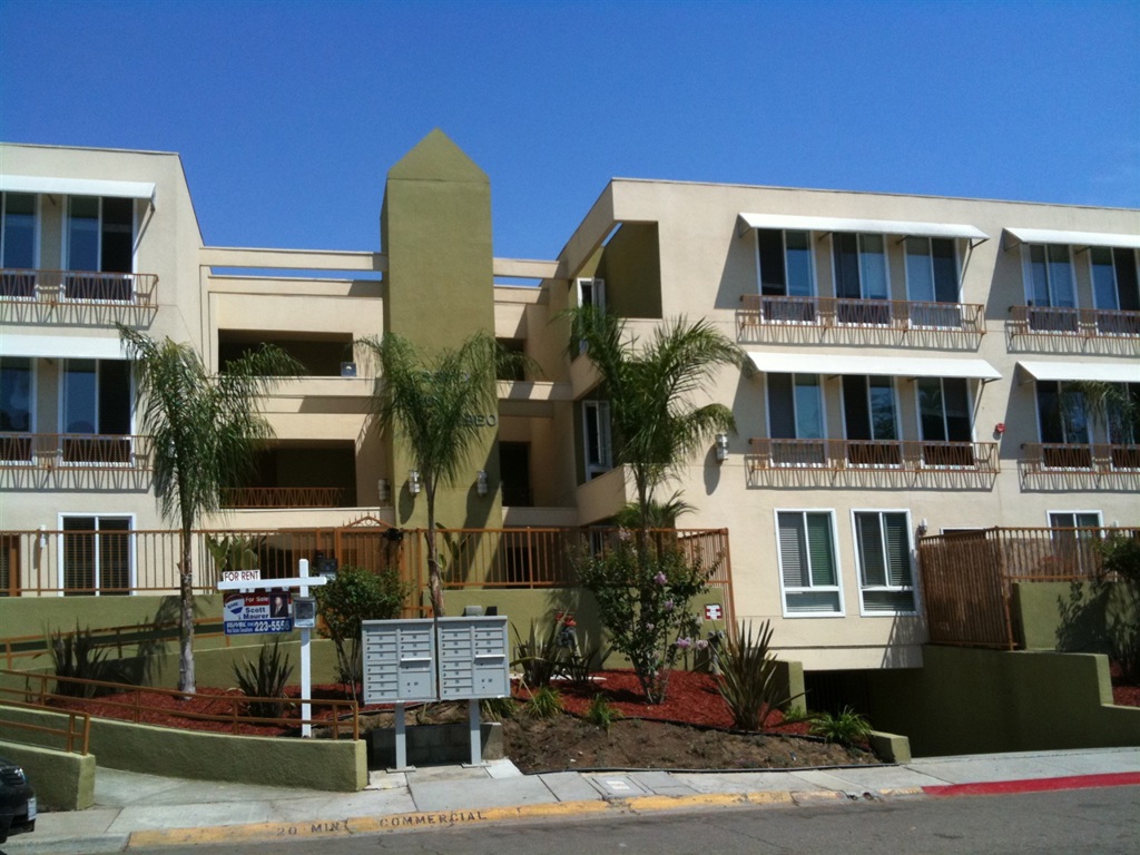 SDSU, Campus Walk Condo, walk to campus, great 2 bedroom, 2 bath on the 1st floor, with 2 car parking in the secured garage tandem, tile floors in baths, new wood flooring in all other rooms, granite counter tops in kitchen and baths, tiled shower in both baths, walk in closet and bath in master bedroom, Large fenced patio in back for sunbathing and ping pong. Laundry machines paid by card in the garage. Barbecue in front common area with table and seating for all to use. Video camera security in common Neighborhoods: SDSU Equipment: Range/Oven Other Fees: 0 Sewer: Public Sewer Topography: GSL