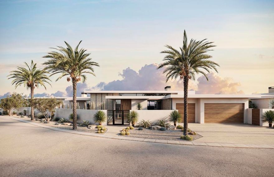 Behind private gates in the heart of Rancho Mirage lies Sanctuary--a private enclave of four newly built architectural homes designed by architect James M. McEachern and built by Coda Construction. Blending clean contemporary lines with warm natural textures, these residences are designed for modern living, featuring open-concept interiors, expansive glass walls, and a seamless flow between indoor and outdoor spaces.Inside, soaring 14-foot ceilings and engineered White French Oak floors set an elegant tone. A limestone fireplace anchors the great room, framed by soft natural light and mountain views. The kitchen is both functional and refined, with custom White Oak veneer cabinetry, natural stone surfaces, and an oversized island ideal for gatherings.The primary suite offers direct access to the pool and spa, a generous walk-in closet, and a spa-style bath wrapped in porcelain. A private outdoor shower brings a resort-inspired touch, while every finish--from the 10-foot White Oak pivot entry door to the Tuscan Mosaic Limestone accents--reflects craftsmanship and care.A separate casita provides a private guest retreat complete with its own bedroom, bath, and a thoughtfully designed kitchenette featuring a fridge, cooktop, sink, and pantry.Outside, a Mini Pebble Tec pool and spa create the centerpiece for desert relaxation, surrounded by lounge areas and thoughtfully designed landscaping. Every detail was selected to balance beauty, comfort, and enduring quality.Located minutes from El Paseo's world-class shopping and dining, the art and gardens of Sunnylands, and premier golf clubs including Tamarisk and Thunderbird, Sanctuary offers the best of desert living. Whether for quiet retreat or stylish entertaining, this is the ultimate expression of modern architecture in Rancho Mirage.The following photos are renderings of subject property with an estimated build completion date of February 2026.
