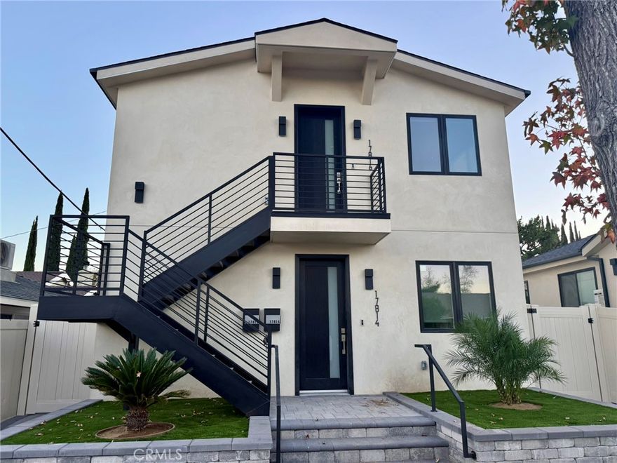 New Construction! Brand-new 2-bedroom, 2-bath residence featuring a modern design and abundant natural light, located in a quiet Encino neighborhood. This home offers high vaulted ceilings, recessed lighting, and laminate and tile flooring throughout. Large swing-style windows with shades provide excellent light, with blinds in both bedrooms. The contemporary kitchen is equipped with quartz countertops, stainless-steel appliances, soft-close European-style cabinetry and drawers, and a full suite of appliances, including range, microwave, dishwasher, refrigerator, plus a center island with waterfall edges. Bathroom features sleek glass-enclosed showers. Additional highlights include an in-unit washer and dryer, solar panels on the roof, and a balcony with direct access from both bedrooms. Conveniently located near restaurants, shopping, freeways, and public transportation. Trader Joe’s is just minutes away, and the White Oak & Victory Dog Park is nearby.