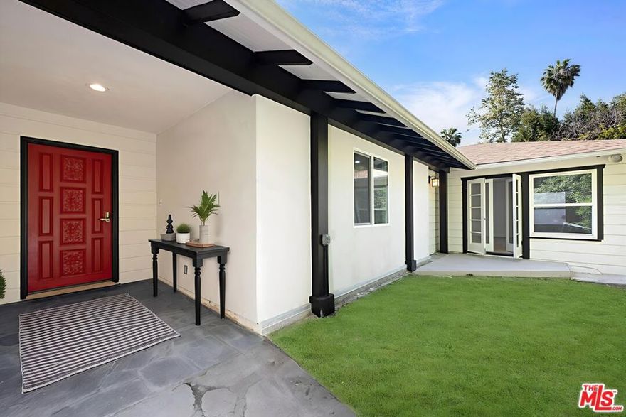 Newly remodeled lower Hollywood Hills ranch with indoor outdoor living and bonus guest house featuring separate kitchen and bathroom.  The ultra private 3 bedroom 2 bathroom main house is situated on a flat lot perched above Nichols creek and surrounded by nature, yet you are just a few blacks from the Sunset Strip.  The excellent floor plan features large scale rooms including a dramatic living room with vaulted ceilings and massive fireplace which leads to a large central dining room and chefs kitchen. There is a luxurious primary bedroom suite with new bathroom featuring two closets and direct access to a huge deck with views of the canyon.  Tucked under the home is the newly remodeled guest house, gym or home office.  Great outdoor living with grassy yard and patio in the front and patio with access to the hills in the rear.  It is unbelievable to find such a natural setting so close to the Sunset Strip with living grassy front yard, deck and a large brick patio.