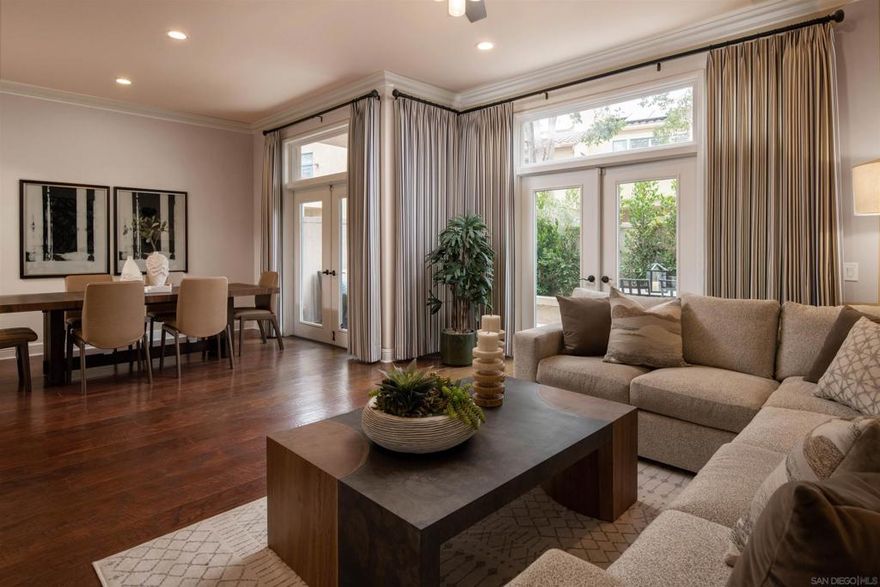 Price Improvement! Life in Alcala offers a rare combination of elegance and ease. This gated enclave in Whispering Palms is known for its beautifully maintained grounds, two inviting pools and spas, and a location moments from the newly reimagined La Valle Coastal Club. Behind the front gate, a private courtyard leads into an airy interior with high ceilings, warm wood floors, and an effortless flow between spaces. The kitchen’s thoughtful design opens to dining and living areas that feel both welcoming and refined. Upstairs, two bedroom suites provide comfort and privacy, while a loft with bookshelves offers space for reading, work, or quiet retreat. Freshly painted in a lighter palette, the home feels bright and refreshed, complemented by two patios—one in front and one in back—that extend the living space without adding upkeep. A newly epoxied garage floor, full-size laundry room, and a well-tended setting that takes care of the details make this home ideal for those who value both style and convenience in a sought-after location.  Located in Rancho Santa Fe’s Whispering Palms, this home offers unparalleled convenience to a variety of amenities including prime access to the La Valle Club’s golf, tennis, pickleball, and social amenities. Just minutes from Del Mar and Solana Beach, it’s also near the Del Mar Horse Park, top-tier shopping and dining at Del Mar Highlands and Flower Hill, and major freeways for easy travel. Both San Diego International and McClellan-Palomar airports are within reach, making this an ideal blend of luxury and convenience.
