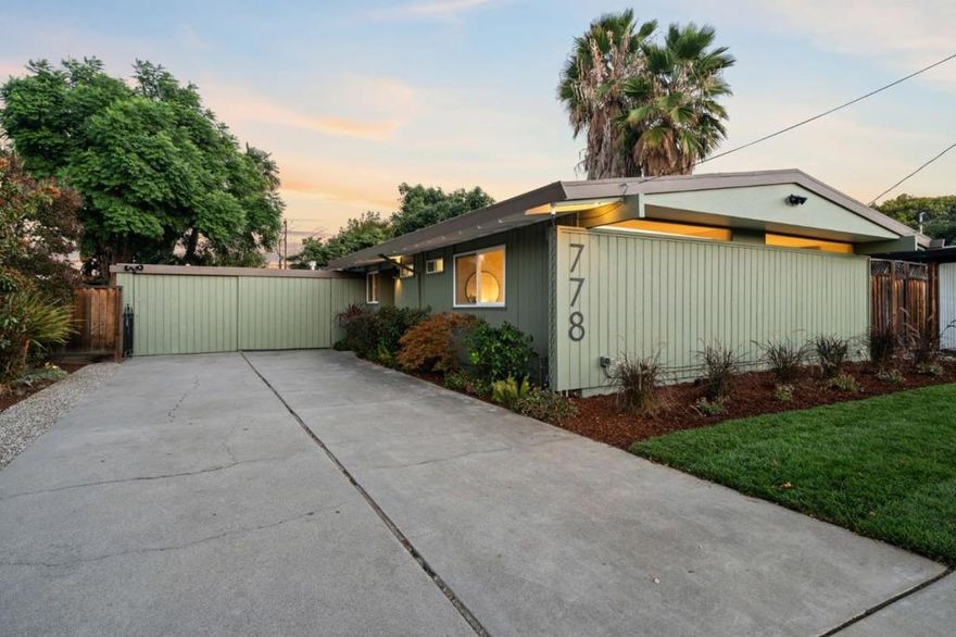 This 1953 built early era Eichler embodies classic mid-century features such as post-and-beam construction, clean lines and simple functional design. Inside youll find an open living and dining area with a tiled gas fireplace and large wall-to-wall panels of glass with double sliding doors leading into the backyard. The kitchen has wood shaker cabinets, stainless steel appliances, granite countertops and an adjacent eating area with matching bar cabinetry with glass display cabinets, wine fridge and extra storage. There are three well appointed bedrooms, including a primary suite and two updated bathrooms. Upgrades include dual pane windows and hardwood flooring throughout, with mini split systems for heat and air conditioning. Attached two car garage, with automatic opener and 220V car charger. Foam roof. Fresh sod in the front yard with a landscaped walkway leading up the extra spacious driveway. The back yard has a covered and uncovered patio area, lawn, and is surrounded by mature landscaping and fruit trees. Located in San Joses Rose Glen Eichler tract, close to a variety of amenities, light rail and San Jose City College, Santa Clara Valley Medical Center, downtown Willow Glen, Valley Fair and Santana Row, as well as easy access to highways 280, 85 and 17.