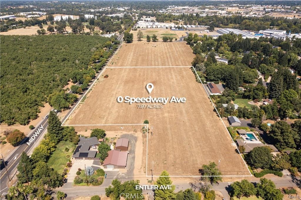 Ever dream of a family compound? A private ranch? This 7.87-acre parcel off desirable Entler Ave. in South Chico offers the perfect blend of country charm and city convenience. Surrounded by upscale homes and just 2 miles from downtown, it’s ideal for a small subdivision, multi-home retreat, or long-term investment. Just 2 miles from downtown, it provides easy access to city amenities and nearby attractions like the freeway, Costco, breweries, and Butte Creek Country Club.