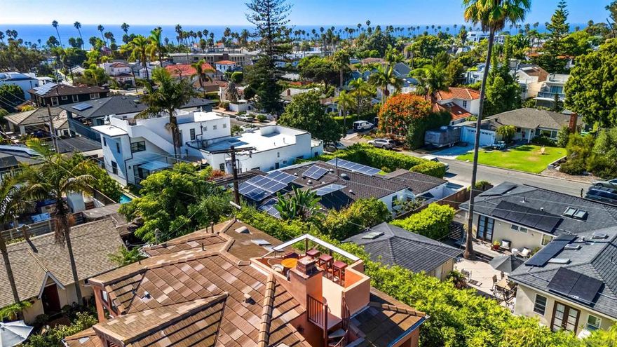 La Jolla Gem | Ocean Views | Walk to Village & Beach  Experience La Jolla living in this 2BR/3BA retreat with rooftop deck boasting 360° ocean & mountain views. Relax in the lush backyard with fireplace, cook in the chef’s kitchen, or stroll to Windansea Beach, shops, and restaurants. Quiet neighborhood with nearby park – the perfect blend of coastal luxury.  Enjoy an open living room with L-shaped sofa & TV, flowing into a dining area for six and a chef’s kitchen with high-end appliances. Slide open the doors to a backyard oasis with outdoor dining and fireplace lounge. Upstairs, the primary suite offers a Cal king, office with twin sofa bed, and rooftop deck access. The second bedroom has a queen bed with coastal flair. Sleeping (max 5) • Bedroom 1 – Cal King + office/twin sofa bed • Bedroom 2 – Queen • 2.5 baths (2 full, 1 half) STR-12421L | TOT 651066 Guest access Full private access to home & rooftop. The neighborhood Steps to iconic Windansea Beach, famous for its surf break and historic Surf Shack. Stroll La Jolla’s charming streets, boutiques, galleries, and restaurants. Popular nearby activities include surfing, kayaking La Jolla Sea Caves, tidepool exploring, scuba, paddleboarding, and unforgettable sunsets. Summary Experience La Jolla living in this 2BR/3BA retreat with rooftop deck boasting 360° ocean & mountain views. Relax in the lush and cozy backyard with fireplace, cook in the chef’s kitchen, or stroll to Windansea Beach, shops, and restaurants. Quiet neighborhood with a nearby park - the perfect blend of coastal charm & comfort. The space Step inside and you’ll find a bright, open living room with a large L-shaped sofa and TV, ideal for cozy movie nights or morning coffee. The space flows seamlessly into the dining area with seating for six and a fully equipped open-concept kitchen with high-end appliances, making it easy to cook and entertain at the same time.  Slide open the doors and discover a lush backyard oasis - complete with outdoor dining and a comfortable seating area surrounding a beautiful fireplace. It’s the perfect spot to unwind after a day at the beach or enjoy dinner under the stars.  Upstairs, two serene bedrooms await. The primary suite features a California king bed, generous closet space, and a private office with a twin sofa bed and pocket door for privacy. From here, a spiral staircase leads you to the crown jewel of the home - the rooftop deck. The second bedroom, with calming coastal-blue walls and a queen bed, offers its own tranquil retreat.  Sleeping Accommodations (Maximum Occupancy 5): Bedroom 1 - 1 Cal King bed - with office space Bedroom 2 - 1 Queen bed Shared Space (open loft space) - 1 Twin Sofa bed There are a total of 2.5 bathrooms - 2 full baths and 1 half baths. STR-12421L TOT 651066 Guest access Guests will have access to the entire property for the duration of their stay. The neighborhood Windansea-  La Jolla's bright, charming streets and relaxed atmosphere make it an ideal place to visit with family. Windansea Beach, in particular, is a stretch of coastline located in La Jolla, mostly known for its famous surf spot, which was created by underwater reefs. The Surf Shack, built by returning World War II surfers in 1947 for shade and aloha, is a historical landmark. Popular activities: • Surfing: Windansea Beach is known for its surf spot. Visitors can go surfing or bodyboarding • Sunbathing and swimming: Visitors can relax on the beach and soak up the sun or take a dip in the ocean. • Scuba diving and paddle-boating: Visitors can also go scuba diving or paddle-boating. Equipment can be rented nearby. • Beach photography: Windansea Beach is a popular spot for beach photography • Watching California sunsets: Visitors can enjoy the beautiful California sunsets from Windansea Beach • Exploring rocks at low tide: Visitors can explore the rocks at low tide • Kayaking: Visitors can take a kayak tour of the La Jolla Sea Caves, which are located near Windansea Beach Located j...