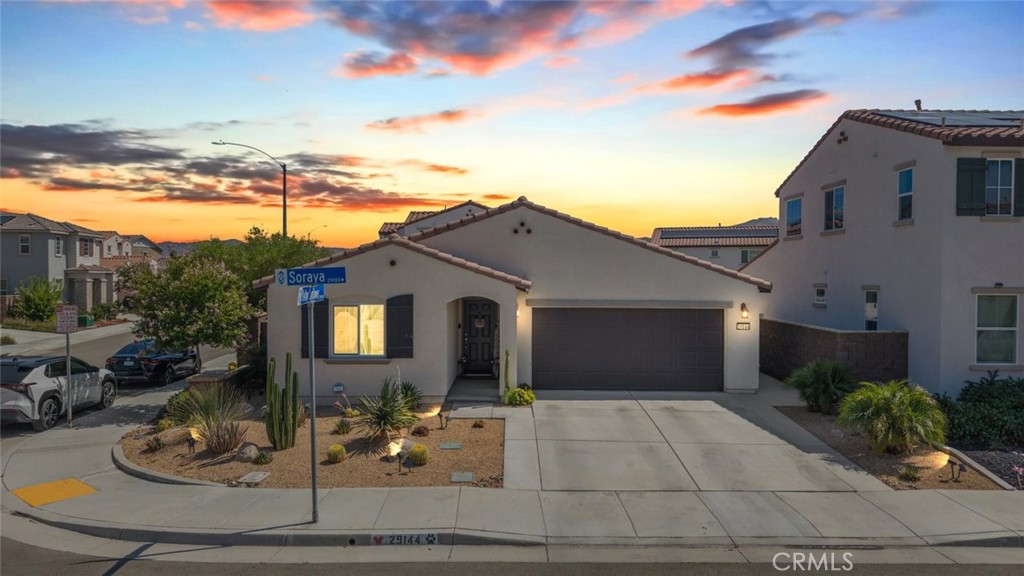 Welcome to 29144 Soraya, a charming single-story home nestled on a corner lot in the highly sought-after Summerly community of Lake Elsinore. This beautifully maintained 3-bedroom, 2-bath home offers 1,387 sqft of open-concept living space that’s perfect for first-time buyers or those looking to downsize without sacrificing comfort or style.
Step inside to find wood-like flooring, elegant plantation shutters, and a spacious layout ideal for modern living. The kitchen features granite countertops, a center island, and stainless steel appliances, opening seamlessly to the dining and living areas—perfect for entertaining or everyday family life.
Outside, the front yard boasts professional desert landscaping for stunning curb appeal, while the hardscaped backyard provides a low-maintenance retreat ideal for relaxing or hosting gatherings. Additional highlights include leased solar for energy efficiency and proximity to community parks, trails, and amenities.
Don’t miss your chance to own this move-in ready gem in one of Lake Elsinore’s most vibrant neighborhoods!