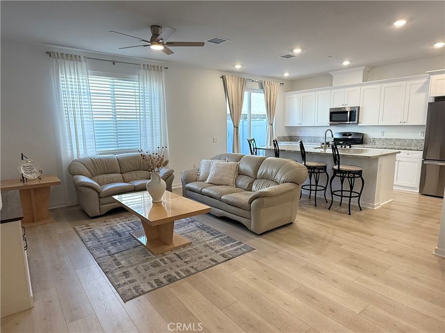 Welcome to this modern and thoughtfully designed home offering a bright open-concept layout that seamlessly connects the gourmet kitchen, dining area, and spacious great room—perfect for both everyday living and entertaining. The kitchen features elegant granite countertops, a dedicated pantry, and includes all major appliances: refrigerator, dishwasher, microwave, stove and also washer, and dryer for added convenience.

The upper level boasts three well-appointed bedrooms, including a generous primary suite complete with a spa-inspired bathroom and large walk-in closet. A centrally located laundry room adds to the home’s practical and efficient design, along with a small loft perfect for an office or play area, 

Additional upgrades include epoxy-coated garage flooring with storage racks, smart storage solutions throughout, whole-home air filtration, fire sprinkler system, and a fully landscaped backyard to enjoy outdoor living with ease. Enhanced with solar system and smart home technology, this property includes a video doorbell and an interior garage camera for added peace of mind. 

Situated near the scenic Diamond Valley area, residents benefit from beautiful trails, a sparkling community pool, and Conestoga Park just across the street—offering sports courts, playgrounds, and picnic areas. 

it can be delivered partially furnished. Experience modern comfort, designer finishes, and a highly desirable location—your ideal rental home awaits.