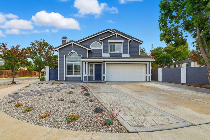 Beautifully upgraded corner lot home with drought resistant plants, great curb appeal!  High vaulted ceiling, abundant windows to flood with natural lights.  New waterproof durable fiber wood flooring throughout.  Completely updated bathrooms. Walk in shower. Central heating and A/C to enjoy your home all year round. Two alternating reusable air filter for the HVAC system.  Osmosis water filter in kitchen.  Mirror closet doors & large mirrors in dining gives more spacious feeling. Gas fireplace with option for wood burning. Schlage locks. Single key to access house, both sheds, gates.  Alarm and camera system.  Wall fence for highest privacy. Large low maintenance backyard to enjoy the outdoors in peace or entertain special guests.  Great for BBQ. Super secure Medco lock mailbox.  Custom decorative security gates. Double swing side gate to fit mini-RV trailer in the side yard, ready sewer hookup. Discreet pet relieve area.   Conveniently located near variety of shops, Costco, Ranch 99, H-Mart, Sprouts, great restaurants from casual eating to fine dining, gourmet coffee & tea. Minutes to the post office, Great Mall, the Flea Market, VTA, BART, SJ Int'l airport. Walk to Townsend Park with workout stations, tennis courts, children's playgrounds.