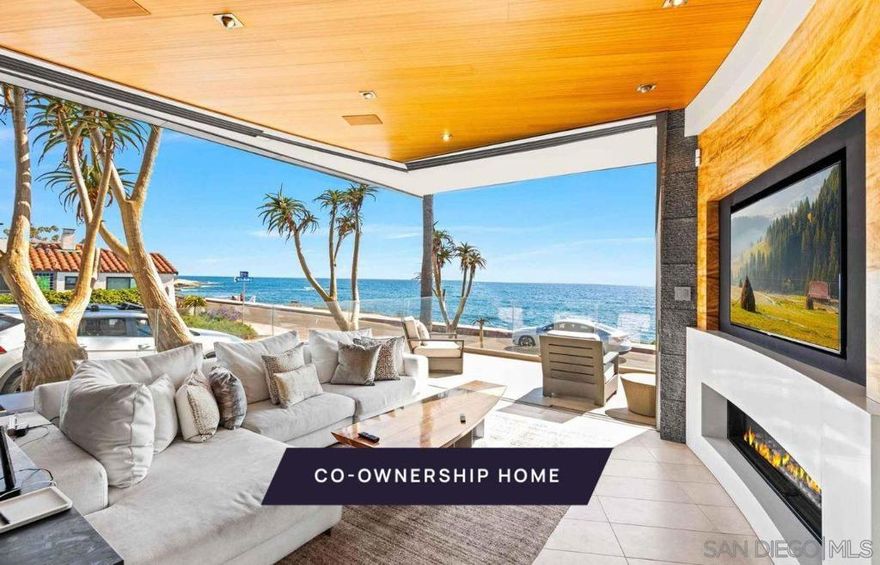 Own one-eighth of this professionally managed, turnkey home. This is multi-tasking, La Jolla style: Catch the perfect sunset as you splash in the ocean waves or sip a cool drink in the rooftop saltwater pool. The surf breaks just steps from this 3-bedroom, 4½ bath custom home. Everything is designed to make the most of the Pacific views. Vanishing window walls transform indoor spaces into open-air living at its finest. The open plan living space has a gas fireplace and a sleek kitchen with a curved island and a space for formal dining. Unique materials and touchable textures are used throughout the home, including a back-lit Brazilian granite steam room. The primary suite has a luxurious ensuite with double sinks, soaking tub and walk-in shower. A vanishing window wall opens to a private balcony and stunning ocean views. Enjoy the rooftop infinity pool area with its 8-person spa and adjoining lounge area with wet bar. Restock the bar from the home’s wine room. And when you’re ready to leave this Pacific paradise, there’s a hydraulic driveway and a turntable garage floor that ensures you always leave facing the ocean. The home comes turnkey, fully furnished and professionally decorated.