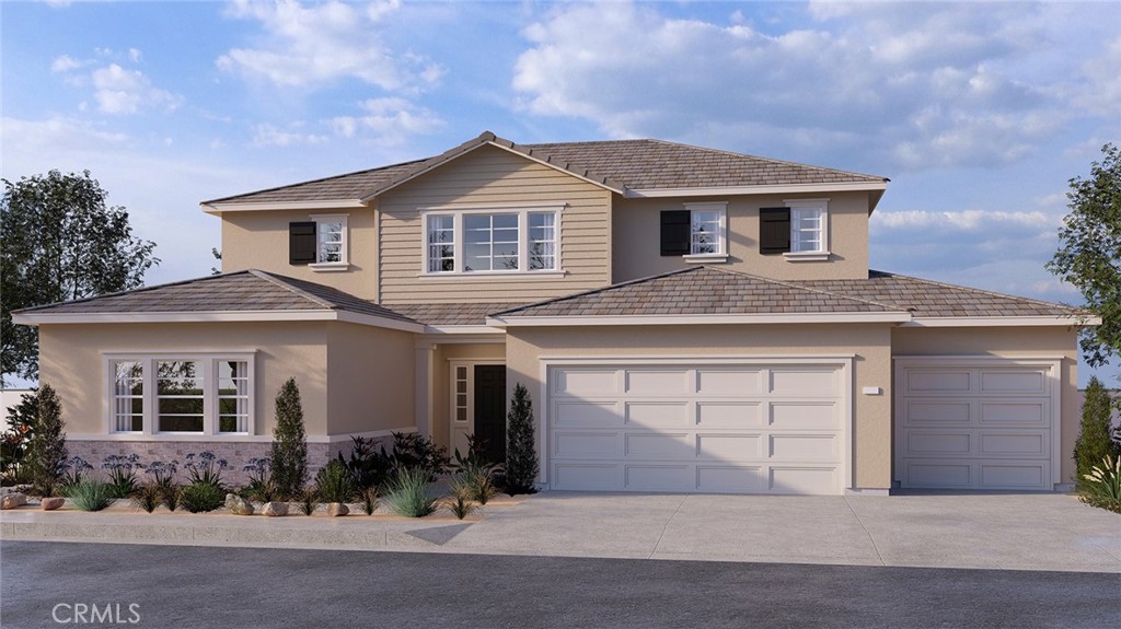 NEW CONSTRUCTION Multi-GEN suite home with SOLAR INLCUDED in Wildomar!! This is a lovely Plan 2,929-quare foot floor plan has a Traditional facade! The Multi-GEN suite has a separate private entry off the front side, and passage doors from the bedroom to the back yard and to the main house. Inside the suite is a lounging area with kitchenette, a stackable laundry closet and bedroom with full bathroom. The main house downstairs comes complete with a Great room, Dining area, island kitchen with breakfast bar, Bianco Tiza QUARTZ counter tops, stainless steel appliances, pantry closet and, a single guest bedroom with full bathroom. Upstairs you'll find the main bedroom with ensuite bath that has a separate shower and a large walk-in closet, LARGE loft and laundry room with folding counter and overhead space for hanging items and, two additional bedrooms with full bathroom. This home comes complete with White shaker-style cabinetry throughout and carpet in bedrooms, closets, stairs and loft area, vinyl in remaining main living areas! There is Smart Home technology throughout this home including a direct-access 3-car garage pre-plumbed for an electric car! This home is also fully irrigated and landscaped in the front yard. Homeowners will enjoy easy access to nearby public parks, shopping, dining, and entertainment. We anticipate the home will be ready for move-in Late October 2025 and we can't wait to Welcome you Home!!