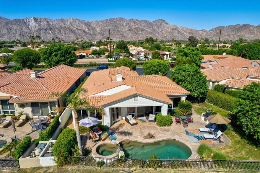 Available for Jan and Feb 2026. This Gorgeous 3-bedroom, 3-bath seasonal lease in La Quinta Fairways offers a private pool on the renowned Pete Dye designed Dunes Course. With its east-facing orientation and breathtaking mountain and lake views, this home features a bright and airy layout, a spacious great room, a dining area, a gourmet kitchen, and three bedrooms. Additional amenities include a two-car garage a charming courtyard entrance and a casita-style bedroom suite. In the backyard, you'll find a custom pool, a spa, a built-in barbecue, and endless views. La Quinta Fairways is South of HWY 111, conveniently located near Old Town, with access to fine dining, shopping, and world-class golf. 60 days is preferred, 'Any lease of this Lot must be for at least thirty (30) consecutive days, 30 day minimum required.'