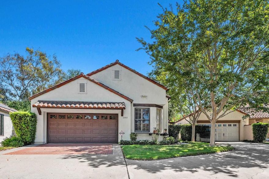 Beautiful single level ideally located across the street from the Eastview Community Center with  pool, spa, tennis and pickleball courts,  no age restrictions, and part of the distinguished Poway Unified School District. Peaceful, private and large low maintenance back yard and patios impeccably cared for to enjoy entertaining, relaxing or gardening. Enter into a spacious open living room with high ceilings featuring a slate faced fireplace with custom wood mantle and sliding doors to back yard. Separate dining room next to kitchen with eat in area,  window seat, stainless steel appliances and a door to private patio. Spacious primary suite with high ceilings connects to backyard. Primary bath with dual vanities, soaking tub, separate shower and plenty of closet space. 2 car attached garage with laundry room inside.  HOA fee covers all front yard landscaping, common area maintenance and Eastview Community Center. Residents also enjoy membership in the RB Swim and Tennis Club at Bernardo Oaks and RB Rd. which has a lap pool, spas, multiple tennis courts, playground, exercise room and more.