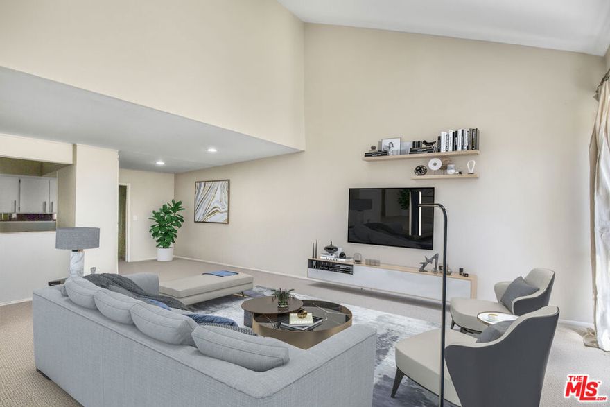 Welcome to your peaceful retreat in one of Calabasas' most sought-after communities! This top-floor, single-level 3-bedroom, 2-bath condo offers a perfect blend of comfort, style, and convenience, all within minutes to the best of Calabasas living. Step through your private gated front entry patio and into a bright, open living space featuring vaulted ceilings and an airy floor plan that feels both spacious and inviting. The modern kitchen includes granite countertops, a breakfast bar, stainless steel appliances, and plenty of cabinet space, seamlessly connecting to the dining area, ideal for entertaining or family meals. The primary suite is a relaxing escape with generous closet space, an en-suite bathroom with a walk-in shower, and a private balcony overlooking the serene rear side of the complex. Two additional bedrooms offer great flexibility for guests, a home office, or creative space, with a full second bathroom conveniently located nearby. Additional highlights include an in-unit stackable washer/dryer, two tandem garage parking spaces with extra storage, and community amenities like a heated pool and spa. Enjoy exclusive access to Calabasas Lake just across the street, and take advantage of the nearby Calabasas Swim & Tennis Center, Farmers Market, The Commons, and Old Town Calabasas, all just minutes away. Located within the award-winning Las Virgenes Unified School District, this condo truly has it all: location, lifestyle, and charm.