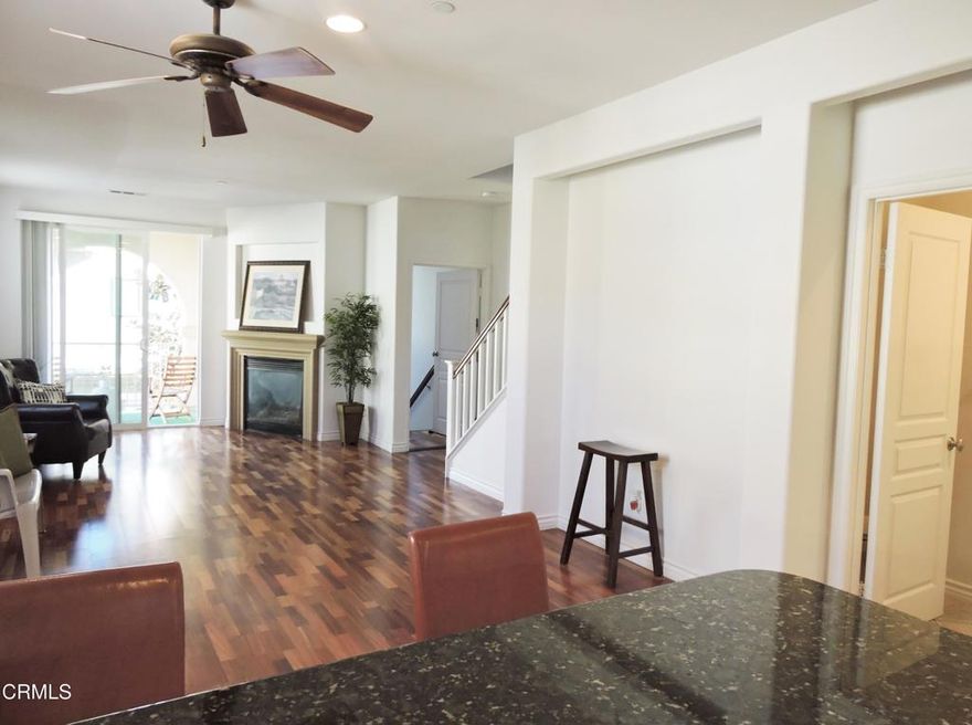 Beautiful Camarillo Mission Oaks 3 BR 3 Bath End Unit! Large 2 Car Attached Garage! Upgraded Kitchen, SS Appliances! Wood like Flooring! High Ceilings! REC Lighting! Fireplace! Covered Balcony! Private Laundry Room! Walk to Pitts Ranch Park! Close to Library, Great Schools, Shopping, and Medical Facilities! Lots of Amenities include Pool, Spa, Gym, Clubhouse, Greenbelt and More! LOW HOA Incl. Water, Sewer, Maintenance, Ins. VA & FHA approved! Just Minutes to University and Beaches! Move in Ready!