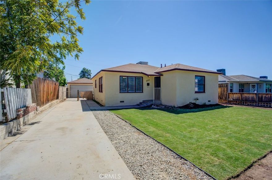 Motivated Seller is offering up to 10K towards buyer closing costs and/or rate buy down!  This Oildale Charmer is move-in ready & features a 2 bdrm, 1 bath w/ a detached bonus room with a closet & an oversized one car garage! Enjoy all the updates & upgrades including fresh paint, new laminate flooring throughout & new carpet in the bedrooms & bonus room. The large eat-in kitchen has been completely redone with quartz counters, new cabinets, farm sink & a new faucet. Bathroom has been completely redone & there is new lighting throughout & ceiling fans in the great room & bedrooms. Extra features include central heating & air conditioning, indoor laundry, a new automatic sprinkler system, new sod in the front yard & additional grass seed planted in the backyard. This home will pass FHA financing!