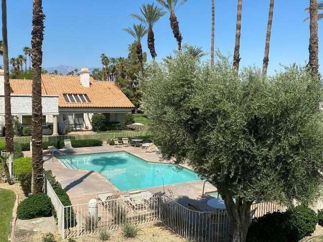 Book your Seasonal Retreat and begin living a Resort Lifestyle NOW! This Super Clean, Upgraded, 3 bedroom / 2 1/2 bath sleeps six! Stay for a full month at less than half the price of a hotel and with all amenities included! Enjoy gorgeous Sunrises and Sunsets, and Indoor/Outdoor living and dining on either the front patio with Southwest facing mountain views or back patio overlooking the pool and Northeast Mountain Views! Greeted upon entry with vaulted ceilings, a large comfy Living Room with Fireplace and Dining area and beautifully updated kitchen complete with a light, bright breakfast nook with views and seating for 4. The primary suite has a walk-in closet, dual vanity, separate tub and shower, and glass sliders with direct access to back patio. The ensuite guest bedroom with walk in closet and private bathroom is down the hall at the other end of the home and Bedroom #3 sleeps an additional 2 guests! 1/2 bath and a separate laundry room separate the rooms. Desert Falls has it all!! Centrally located in the middle of the valley with easy access to everything our beautiful valley has to offer. Within walking distance to restaurants and shopping and only a few miles to all the top entertainment venues. Acrisure Arena, Agua Caliente Spa & Casino, the McCallum Theatre and El Paseo: a 2-mile boulevard of upscale Galleries, Boutiques, and fine Dining Restaurants are all within just a few minutes' drive. Amenities Include use of Tennis, Pickleball, Fitness Center, and 29+ Pools & Spas. Call Today to Reserve your Vacation Getaway!