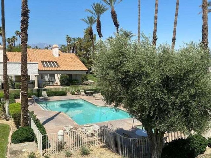 Book your Seasonal Retreat and begin living a Resort Lifestyle NOW! This Super Clean, Upgraded, 3 bedroom / 2 1/2 bath sleeps six!  Stay for a full month at less than half the price of a hotel and with all amenities included!   Enjoy gorgeous Sunrises and Sunsets, and Indoor/Outdoor living and dining on either the front patio with Southwest facing mountain views or back patio overlooking the pool and Northeast Mountain Views!   Greeted upon entry with vaulted ceilings, a large comfy Living Room with Fireplace and Dining area and beautifully updated kitchen complete with a light, bright breakfast nook with views and seating for 4.  The primary suite has a walk-in closet, dual vanity, separate tub and shower, and glass sliders with direct access to back patio. The ensuite guest bedroom with walk in closet and private bathroom is down the hall at the other end of the home and Bedroom #3 sleeps an additional 2 guests! 1/2 bath and a separate laundry room separate the rooms. Desert Falls has it all!! Centrally located in the middle of the valley with easy access to everything our beautiful valley has to offer. Within walking distance to restaurants and shopping and only a few miles to all the top entertainment venues. Acrisure Arena, Agua Caliente Spa & Casino, the McCallum Theatre and El Paseo: a 2-mile boulevard of upscale Galleries, Boutiques, and fine Dining Restaurants are all within just a few minutes' drive. Amenities Include use of Tennis, Pickleball, Fitness Center, and 29+ Pools & Spas. Call Today to Reserve your Vacation Getaway!