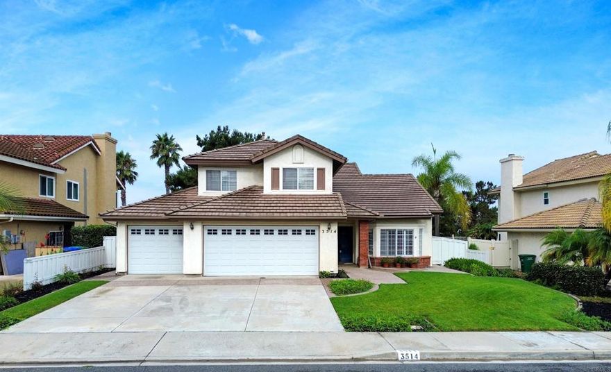 Private Westward Views & Sunsets Above Stagecoach Park. Updated from floor to ceiling, this La Costa Knolls home offers a rare west-facing orientation with sweeping private views over Stagecoach Park. Golden-hour sunsets fill the patio, living room, and primary suite, creating an unmatched daily backdrop. The flexible floor plan includes a main-level bedroom with full bath and low-step shower -- perfect for multi-generation living, private guest suite, or office. Vaulted ceilings enhance the living and dining areas, while the remodeled kitchen features new KitchenAid appliances, stunning stone counters, and a bright breakfast nook. The family room with fireplace opens to the yard for entertaining against a sunset view. Upstairs, the primary suite boasts a private view deck, oversized walk-in closet, and spa-style bath. Two additional bedrooms and ample storage complete the second floor. Steps from Stagecoach Park and La Costa Canyon High School. Walking distance to shopping, dining, banking, and 24 Hour Fitness. No HOA and No Mello Roos.