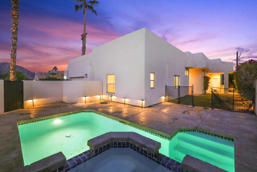 Do the math!!!2400 sq ft 4 bedroom, 3 bathroom pool view single load street private compound! Why settle for a 3br??? Single-family home features stunning Santa Fe-Style architecture. The property boasts majestic mountain views both the backyard and the front courtyard, and it's situated in a cul-de-sac for added privacy. The open floor plan includes high ceilings and ample natural light. New carpet has been installed in the rooms. It is conveniently close to hiking trails and Old Town La Quinta, offering a blend of natural beauty and local amenities. Home has new Interior paint and new appliances. You can also enjoy the outside pool with family and friends surrounded by the beautiful mountain views. This property is ready for a new family to make it their own. Call me for a viewing or any questions.