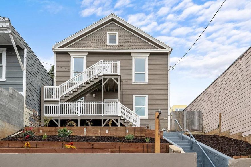 Perched on one of Glen Parks most coveted streets, 360362 Laidley captures the essence of modern San Francisco living. Behind a classic façade, this vacant duplex reveals two beautifully renovated residences, each a 2-bedroom, 1-bath, approximately 1,100 sq ft of refined comfort and natural light. Thoughtfully redesigned kitchens and baths showcase elegant finishes, sleek cabinetry, and quartz counters, while spacious living areas flow seamlessly for effortless entertaining or quiet retreat. With both units move-in ready, the property offers rare versatility  live in one and lease the other, create a multi-generational home, or explore its income potential in a neighborhood celebrated for its community spirit and city-wide convenience. From nearby Glen Park Village and BART to scenic Billy Goat Hill and Walter Haas Park, this address embodies the very best of city living  polished, practical, and perfectly San Francisco.