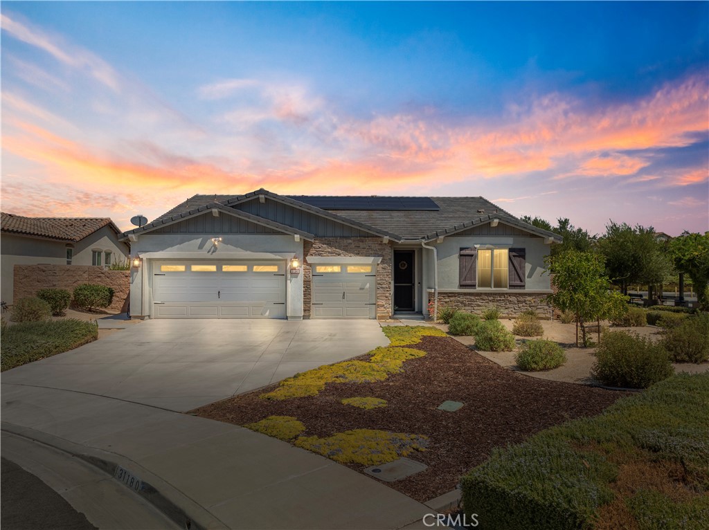 Welcome to 31180 Petal Circle, a beautifully upgraded 3-bedroom, 2.5-bathroom home with 2,293 sq. ft. of living space, situated on a spacious 7,405 sq. ft. lot. Built in 2019 by Beazer Homes, this property shows like a model and includes PAID OFF SOLAR.
The home features a fully landscaped backyard with a covered patio and ceiling fans, perfect for outdoor entertaining. Additional upgrades include luxury vinyl plank flooring throughout, an epoxy garage floor, ceiling fans in every bedroom and the living room, upgraded light fixtures, new faucets and mirrors, and a barn door leading to the primary bath. Decorative wainscoting in the front hallway and office add a custom touch. The kitchen is enhanced with a new faucet, while a security screen door and backyard sheds provide extra functionality.
This turn-key property blends modern style, comfort, and energy efficiency in a prime Winchester location.