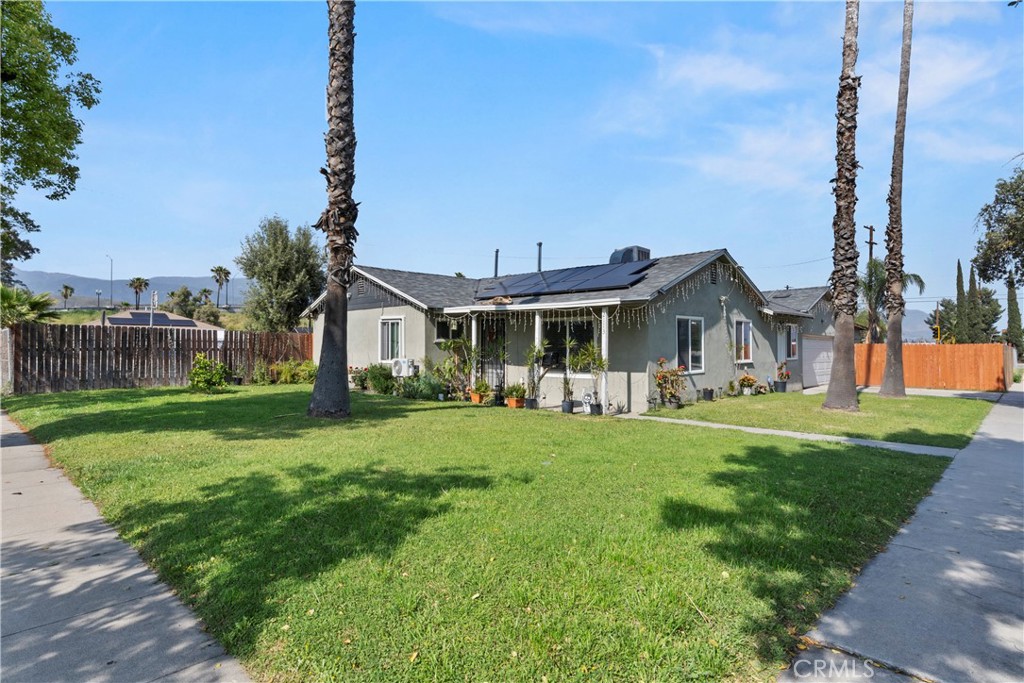 A beautiful corner lot home with 3 bedrooms 1 bath and solar panels.A big backyard with a potential to build an ADU or JR ADU. Home is close to shopping center, freeways, and schools. Don't miss out. schedule your showing today! Garage is converted to a bedroom with private restroom. All solar panels area paid off!!! Property has mini-splits every room.