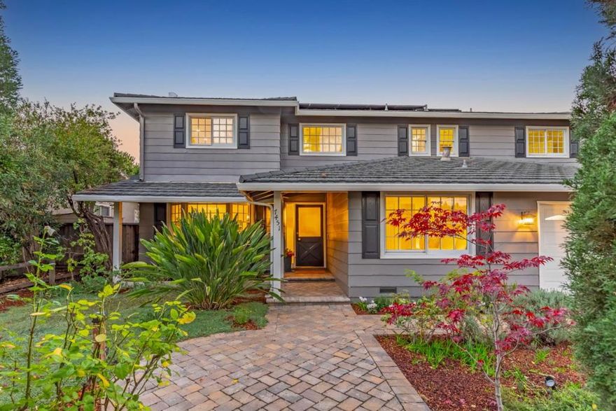 This freshly updated home showcases an inviting setting for indoor/outdoor living with a sparkling pool and spa, western hill views at the front, and sidewalk-lined streets. Newly painted interiors, refinished hardwood floors, and updated lighting enhance the home. The formal living room with fireplace and formal dining room open to the rear grounds for poolside entertaining. The kitchen has white cabinetry topped in granite, including an island, and extends to the family room for everyday gatherings and added pool access. 5 bedrooms provide flexibility, including one on the main level ideal for an office. The upstairs primary suite features a walk-in closet and en suite bath plus direct access to an adjoining bedroom, perfect for a nursery. Outdoor enjoyment awaits with a large pool and spa, arbor-covered deck, and lots of space for entertaining and play. The close-in location is near Fremont Older Open Space Preserve, Highway 85, and highly regarded Cupertino schools including Monta Vista High.