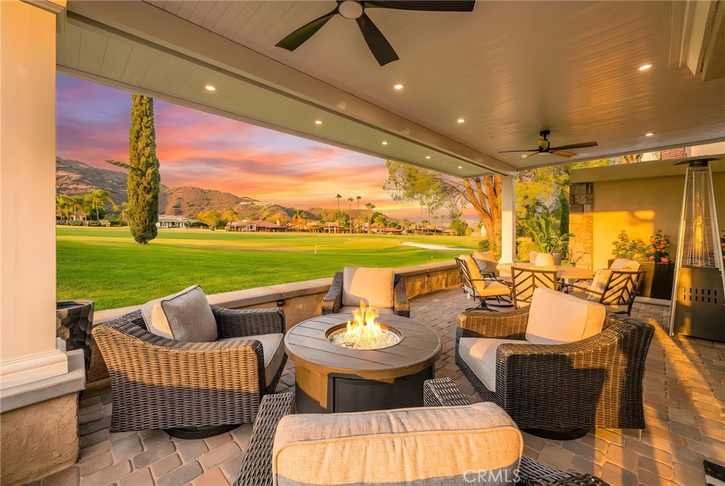 New covered patio overlooking golf course