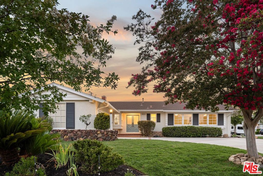 Nestled on an expansive corner lot in one of Los Angeles' most welcoming neighborhoods, 8323 Gustav Lane is a refreshed and radiant 4-bedroom, 2-bathroom home offering 2,043 square feet of thoughtfully upgraded living space. Designed for those who value both style and substance, this residence seamlessly blends everyday comfort with elevated California living. Step inside to discover beautifully refinished wood floors that flow throughout, setting the tone for a warm and polished interior. The open-concept layout centers around a sunlit kitchen perfectly positioned for connection and conversation. Fresh paint, all-new hardware and lighting, and updated ceiling fans infuse each room with a contemporary touch, while abundant natural light enhances the home's bright and airy feel. Outside, the backyard is your personal retreat, featuring a newly replastered pool surrounded by new sod and a state-of-the-art sprinkler system ideal for summer lounging and effortless outdoor entertaining. A Ring doorbell adds an extra layer of modern convenience and security. With its prime corner positioning, generous outdoor space, and tasteful upgrades throughout, this home offers both privacy and presence in a peaceful, close-knit community. Just minutes from parks, schools, shops, and major routes, 8323 Gustav Lane is the kind of property that rarely becomes available and never lasts long.