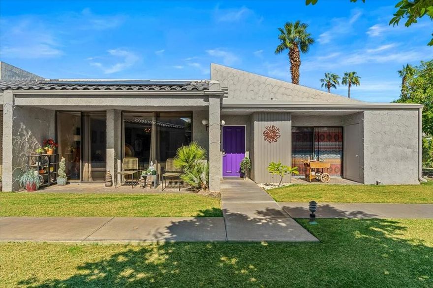 Welcome to your private desert retreat at 2625 N Whitewater Club Drive #C in Palm Springs.Located within the peaceful gated community of Whitewater Club, this beautifully updated 2-bedrooms, 2-baths condo offers 1,420 sq. ft. of comfortable, stylish living surrounded by lush greenbelts and stunning mountain views.Inside, you'll find a bright open floor plan with a remodeled kitchen featuring freshly painted cabinetry and modern finishes. The spacious living and dining areas flow effortlessly to a sunny patio, perfect for morning coffee or evening relaxation. The primary suite features generous closet space and an en-suite bath, while the second bedroom is ideal for guests or a home office.This home includes Spectrum high-speed internet and cable, as well as water and trash service covered by the HOA. Energy efficiency shines with a 2018 A/C unit (still under warranty) and 17 financed solar panels to keep utility costs low.Set in Phase 3 of a 42-unit development, residents enjoy multiple pools and spas, beautifully maintained grounds, and a secure gated entry -- all just minutes from downtown Palm Springs shopping, dining, and entertainment.Whether you're seeking a full-time residence, weekend getaway, or investment opportunity, this move-in-ready condo combines desert charm, modern updates, and low-maintenance living in one of Palm Springs' most desirable communities.