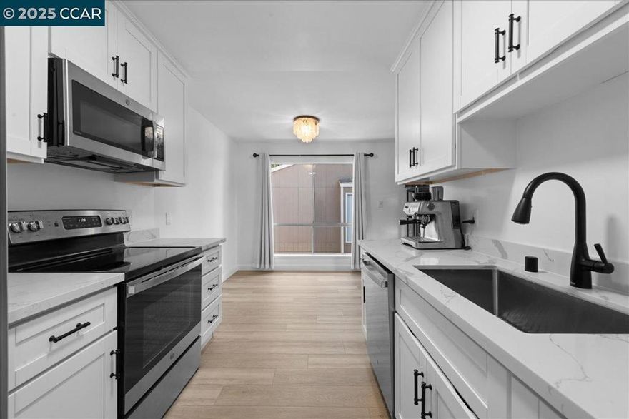 Discover modern comfort and everyday convenience at 8975 Alcosta Blvd #116 in San Ramon. This beautifully updated condo offers stylish living in a gated, resort-style community. Step inside to an airy open floor plan enhanced by luxury vinyl plank flooring and abundant natural light. The sleek, remodeled kitchen features quartz countertops, GE stainless-steel appliances, and contemporary cabinetry. The spacious living and dining areas open to a private patio for relaxing or dining outdoors. The bedroom provides generous closet space, while the refreshed bathroom reflects the home’s clean, modern aesthetic. Enjoy access to community amenities including a sparkling pool, fitness center, clubhouse, and sauna. Ideally located for today’s lifestyle, this condo is just minutes from City Center Bishop Ranch, shopping, restaurants, and parks -with easy access to I-680, BART, and local transit. Perfect for anyone seeking low-maintenance luxury in one of the East Bay’s most desirable communities.