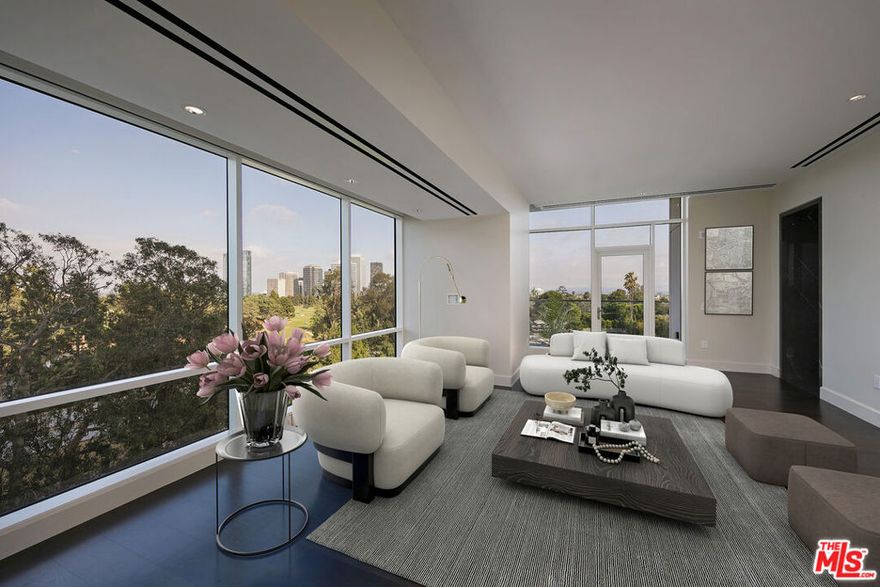 Located in one of the most prestigious buildings in Los Angeles, Residence 6 South at Beverly West exudes sophistication. This five-star building offers world-class amenities and unparalleled service, ensuring an elevated and luxurious experience for its residents and their guests. Enter the unit through dedicated elevator access with a private vestibule into the open-concept layout bathed in natural light with expansive floor-to-ceiling windows. Spanning over 4,100 square feet, this three-bedroom, 3.5-bathroom residence features a meticulously crafted layout enhanced by two outdoor terraces and premium finishes. The seamlessly integrated open-concept design of the kitchen, dining, and living space creates an idyllic setting for hosting guests. The kitchen, designed by Arclinea, is generously proportioned with an oversized island that not only serves as a culinary workspace but stands as an inviting focal point, making it the perfect hub for gatherings. The primary bedroom, with one of the two exclusive terraces in 6 South, presents impeccable views of Century City and the prestigious Los Angeles Country Club's fairways. This private sanctuary complete with a spa-inspired en-suite not only provides a serene retreat but also captures the essence of elevated living with its unrivaled vistas. The two additional bedrooms uphold the residence's inherent sophistication, each with its own en-suite bath and abundance of natural light. This exclusive high rise provides numerous amenities such as pool and spa with outdoor-theatre-style projector, boardroom, large Technogym, house car, concierge, valet, and 24-hour security. Strategically sited, Beverly West is LA's best-kept secret. Some photos are virtually staged.