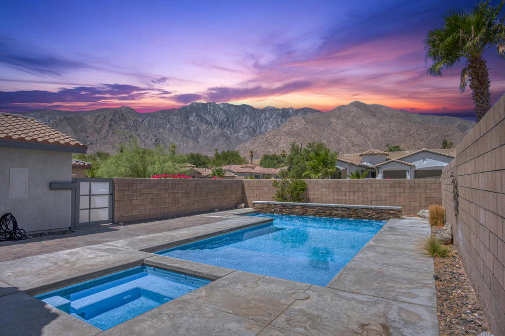 Mountain-View Pool Retreat in Palm Springs! Located in the gated community of Mountain Gate, this residence offers an open-concept floor plan Bella Model ...designed for comfortable living and entertaining. Chefs kitchen is oversized with double ovens and room for a lounge space or large dining area. The primary suite features ample space and direct mountain views. A secondary bedroom has direct access to the guest bath, creating a secondary suite option, while the third bedroom with walk-in closet is suitable for an office or flex use. Outdoor living includes a private front yard with San Jacinto Mountain views, Pebble Tec pool, and spa. Community amenities include three pools and spas, two tennis courts, basketball court, playground, and landscaped greenbelts. Conveniently located minutes from downtown Palm Springs with easy access to shopping, dining, and entertainment on famed Palm Canyon Drive Just a quick walk to the Tram !!This property combines privacy, amenities, and location for an exceptional desert living experience.