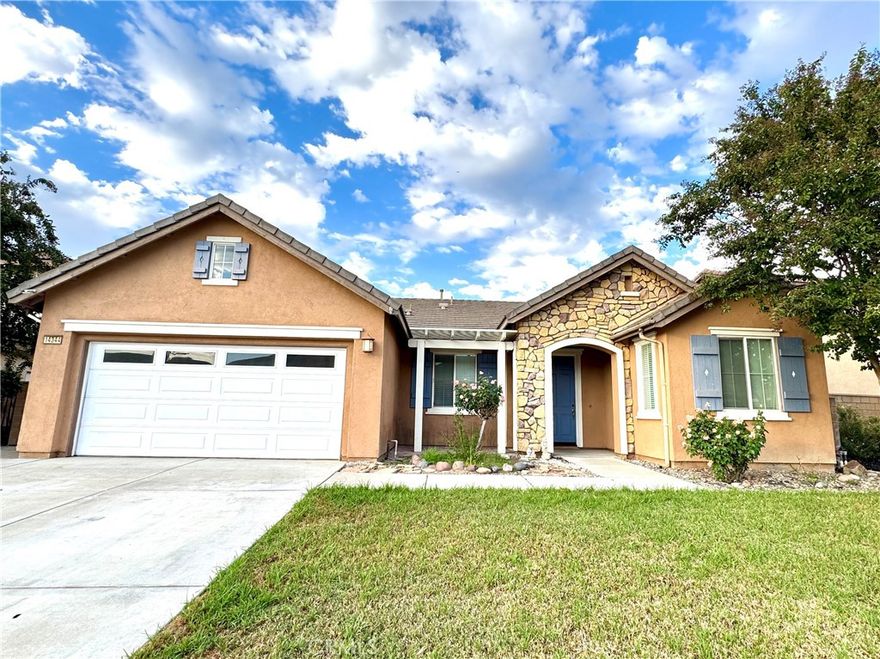 Gorgeous move in ready single-story home. Beautifully upgraded & impeccably maintained! Charming curb appeal w/ cement tile roof, stone façade, covered porch & river rock stream. Rich engineered hardwood flooring and fresh paint through formal living/dining, family room and hallway. Plantation shutters, crown molding & custom lighting. Spacious kitchen features walk-in pantry, granite counter tops , dual ovan, oversized island (seats 6), built-in desk. Features with 5-burner cooktop, dual ovens & bay window finish off this perfect kitchen! Family room offers fireplace, custom cabinets, entertainment & French doors to backyard. Private primary suite w/his and hers walk-in closets, jetted tub, separate shower & dual sinks. Spacious Office/Den with Double door entry could easily upgrade to another bedroom. Two additional bedrooms w/closets & hall bath. Indoor laundry connect to the garage access. Entertainer’s backyard w/covered patio, 24’ built-in bench, low maintenance. Parks, shopping centers and schools nearby. Don’t miss this opportunity!