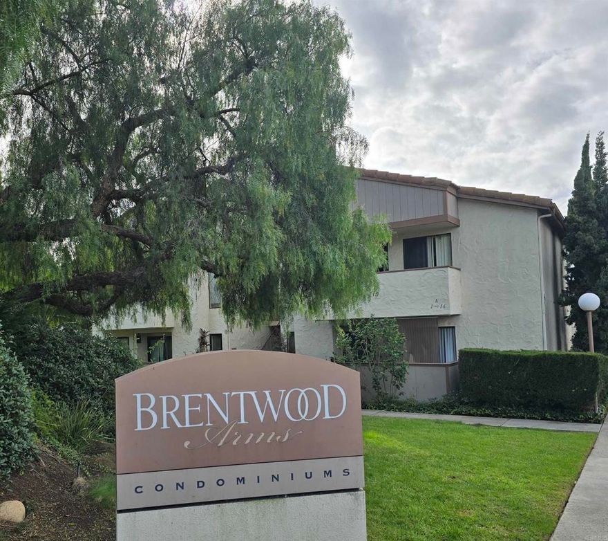 Welcome to the Chula Vista Community of Brentwood Arms- A private and quiet gated complex with a lush,large greenbelt along the exterior of property. Open floor plan with a cozy fireplace in livingroom. New flooring was recently installed. Washer and Dryer in unit. Spacious walk-in closet adjacent to primary bedroom. Unit has a one car garage. Large patio with view to the community pool. Pool area is an Oasis waiting for you to enjoy the peacefulness and relaxing environment. Near shopping and freeway close for easy access.