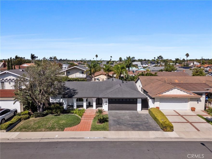 Nestled in the beach close Pacific Sands tract,this fully remodeled,SINGLE-STORY,4-bed home w/NO INTERIOR STEPS,sits on a nicely sized lot w/a POOL & is serviced by HB’s top-rated schools.The curb appeal begins w/a refreshed front yard & freshly painted exterior.Entering the home,you’re greeted by an open & spacious family room featuring rich laminate flooring,smooth coat finishing on all walls & ceilings,a large window,recessed lighting,a cozy gas fireplace w/brick facade,and an abundance of natural light.The thoughtful layout seamlessly leads into a gourmet kitchen,w/a generously sized peninsula w/breakfast bar,a large window framing views of the entertainer’s backyard,quartz countertops w/waterfall edges,a classic white subway tile backsplash,soft-closing white oak shaker cabinetry,& premium Samsung stainless steel appliances.Adjacent to the kitchen is a charming dining area featuring 4 floating shelves,a dry bar,& sliding doors that open to a resort-style backyard.Enjoy a spacious outdoor retreat highlighted by a sparkling chlorine pool,a cozy firepit w/seating area,fresh landscaping w/mulch & pavers,& grass area for kids and/or pets to play,all surrounded by some new fencing w/added height for privacy & block walls.Back inside,in addition to the owner’s suite,there are 3 generously sized beds,each updated w/laminate flooring,modern baseboards & recessed lighting.These bedrooms share a beautifully refreshed full hallway bath w/a shower/tub.The spacious owner’s suite features a walk-in closet,recessed lighting,sliders to the backyard,& an en-suite bathroom w/large format,porcelain tile floors that lead into a step in shower accented w/ribbon oak tile & matte black finishes,a single panel glass enclosure,& a dual vanity sink w/white oak cabinetry & quartz countertops.Highlights include new dual-pane windows,220V dryer hookups,new appliances & water heater,updated landscaping,fresh interior & exterior paint,new kitchen & bathroom cabinets,countertops,an upgraded pool enclosure.Close to exceptional schools,including Peterson Elementary(w/in the tract),Edison High,a short cruise to world class beaches,& the fine dining,entertainment & shops at Main St & Pacific City!Also nearby is South Coast Plaza,Costco,HB Central Park,Library & Senior Center,HB Sports Complex,the Equestrian Center,Mile Square Park & Golf Course,the OC Fair Grounds & much more!Easy access to freeways and PCH.With many recent improvements,enjoy California coastal living at its finest!