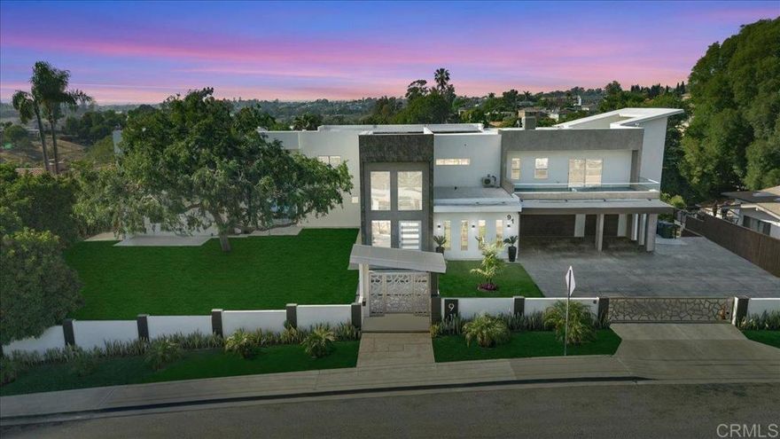 Big reduction! Motivated seller!!  Stunning Custom Entertainment Estate with Exceptional Amenities This exquisite custom-built estate, completed in 2018, offers the ultimate in luxury living and entertaining. Boasting six spacious bedrooms, six full bathrooms, and five half bathrooms, the home is thoughtfully designed with both comfort and sophistication in mind. The property features a brand-new heated infinity pool and spa, complete with an in-floor cleaning system and jacuzzi, perfect for year-round enjoyment. A sunken firepit, expansive BBQ area, and newly landscaped front lawn elevate the outdoor living experience. Enjoy breathtaking views, mature fruit trees, and a state-of-the-art sound system integrated throughout the home. An additional detached ADU studio includes a full kitchen and bathroom, ideal for guests or extended family. The home is equipped with paid solar panels for energy efficiency. Whether you're hosting or unwinding, this serene and stylish retreat is truly a must-see