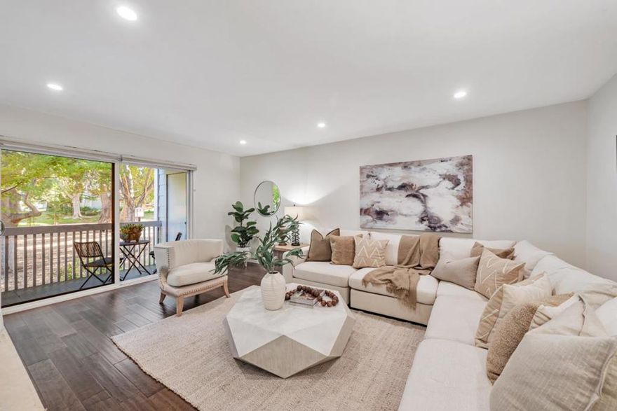 Back on the market at a new price! Buyer circumstances -not the home- led to the escrow cancellation. Pride of ownership throughout and completely ready for a new buyer. Don't miss this second chance opportunity! 0.7 mi to Los Altos High -- 1 mi to Castro Street dining & Caltrain -- West-facing balcony with sunset views and mature trees  Set within Mountain Views serene Gemello Park neighborhood, this single-level 2 BR / 2 BA condominium combines modern upgrades with a functional split-bedroom layout. The open living and dining areas flow to a private west-facing balcony framed by mature trees. The remodeled kitchen features granite countertops, tile backsplash, and stainless-steel appliances. The spacious primary suite includes a walk-in closet and en-suite bath, while the secondary bedroom and full guest bath offer flexibility for home office, family or guests. Additional highlights: in-unit laundry, double-pane windows, and detached 1-car garage plus guest parking. Community amenities include pool, clubhouse, and landscaped walking paths. Convenient access to downtown Mountain View, Caltrain, Hwy 85, and major Silicon Valley employers such as Google, LinkedIn, and Intuit. HOA covers water, trash, and exterior maintenance. 2D floor plan + video tour available online.