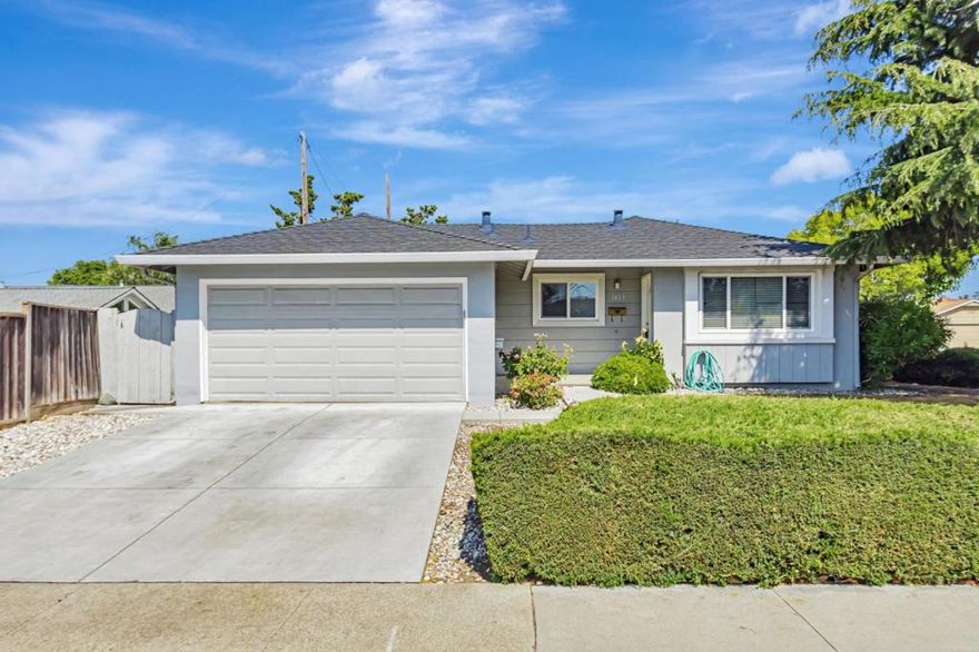 Welcome to this charming 3-bedroom, 2-bathroom home located in the vibrant city of Santa Clara. Spread across 1,240 sq ft on a generous 7,000 sq ft lot, this residence offers a comfortable and functional layout. The kitchen is well-equipped with a gas cooktop, built-in oven, tile countertops, and a dishwasher. The eat-in kitchen is perfect for casual meals. The separate family room provides additional space for relaxation or entertainment. Hardwood flooring runs throughout the home, adding warmth and elegance to the living spaces.  Keep cozy during cooler months with the central forced air-gas heating, and enjoy the convenience of ceiling fans for cooling. The fireplace offers a cozy ambiance for gatherings. Laundry facilities are conveniently located in the garage, which offers two parking spaces. This home falls within the Santa Clara Unified School District, ensuring education options for families. Don't miss the opportunity to make this Santa Clara gem your own!