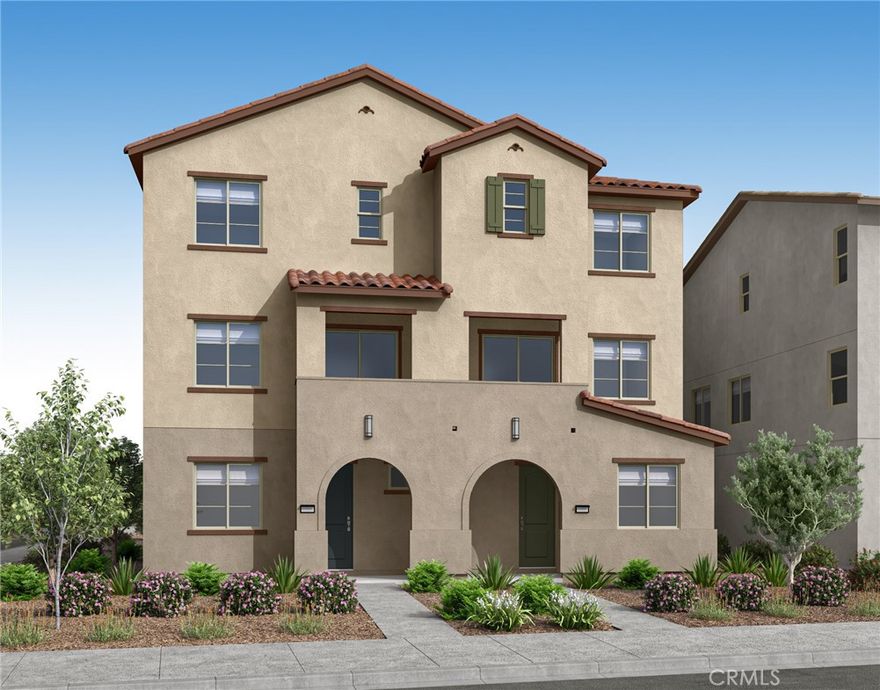 New Tri Pointe Homes construction.  This paired Residence 2 duet home features a fenced front patio (not all sites offer), lower HOA dues, 2 car side x side attached garage with increased depth plus 3 Beds/2.5 Baths. An impressive Great Room/Dining/Kitchen area is complemented by a balcony that expands upon the outdoor/indoor dynamic. Walking Distance to newest pool/exercise room, with additional Hudson House facilities, as well as Bedford Marketplace, Starbucks, EOS Fitness. Transportation corridors (15, 91) also make the Inland Empire and Orange County accessible.